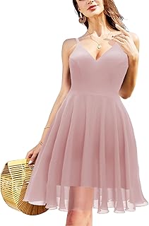 Women's 2024 Summer Dress Spaghetti Strap Cocktail Swing Beach Dresses V Neck Sundress - Buy now