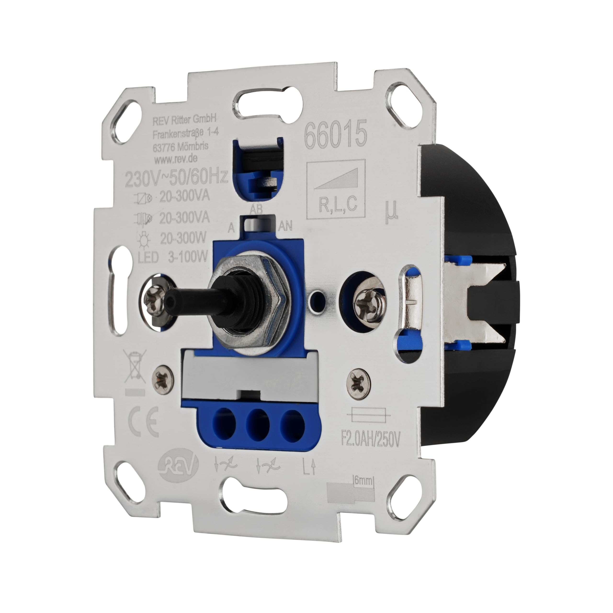 REV TECHNIK Dimmer mit Lasterkennung LED und konventionelle Lampen, 3-300W, 230 V, silbern