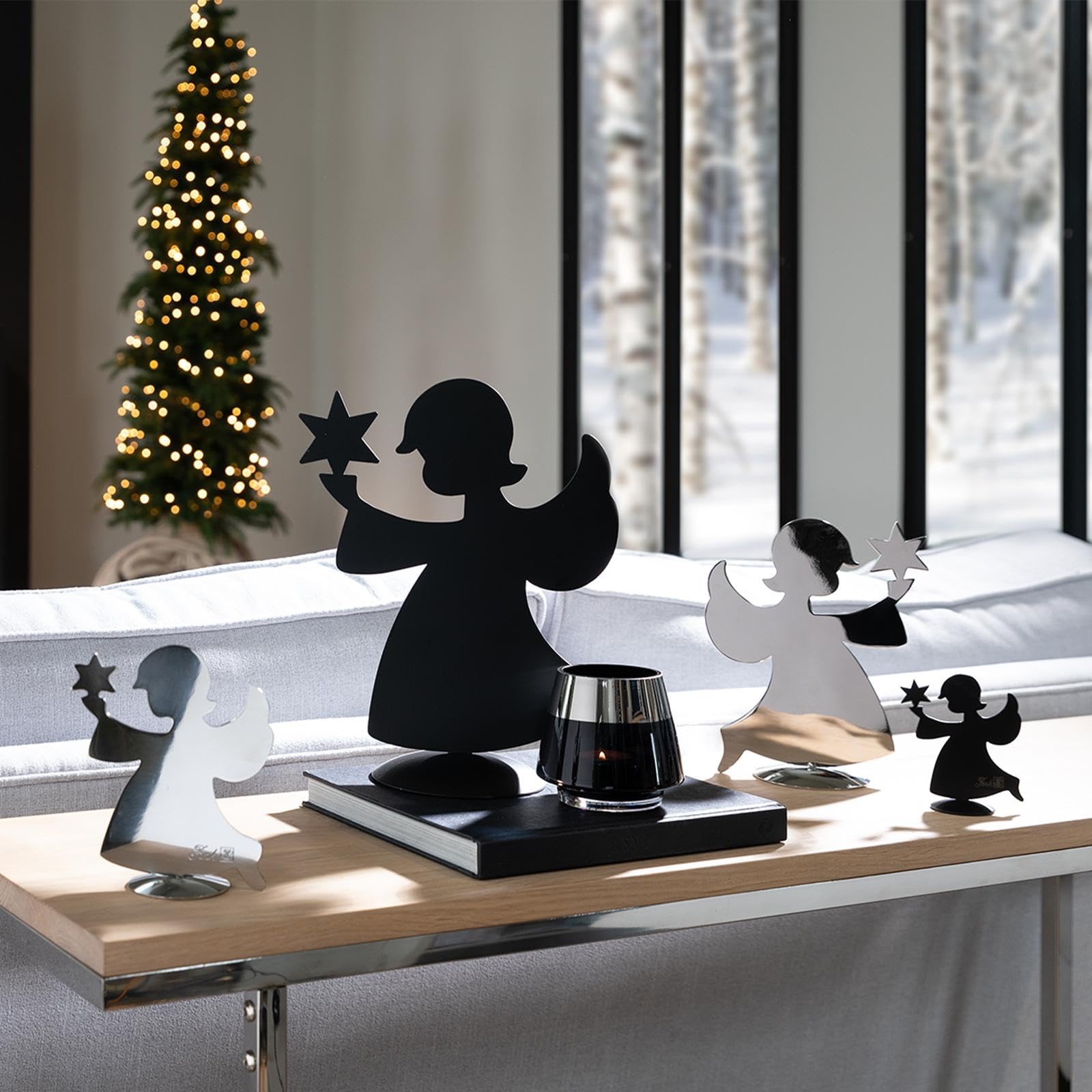 Fink Engel Deko-Figur aus Edelstahl 24 x 13 x 30 cm zum Aufstellen Weihachten & Advent
