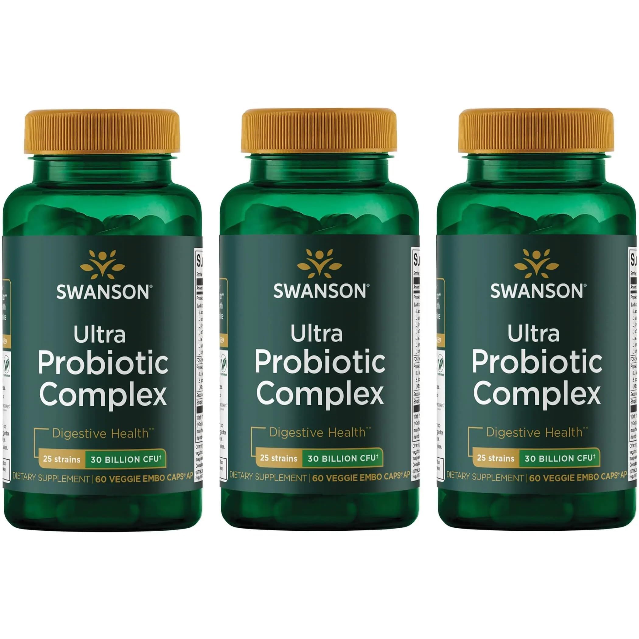 Swanson Ultra Probiotic Complex 30 Billion CFU, 60 Veg Capsules, 3 Pack 60 Count (Pack of 3)