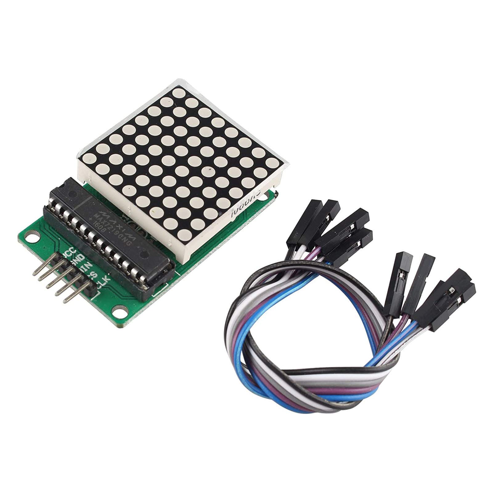 Lot de 3 modules de contrôle MCU à Matrice de Points 7219 compatibles avec Arduino avec câble Dupont