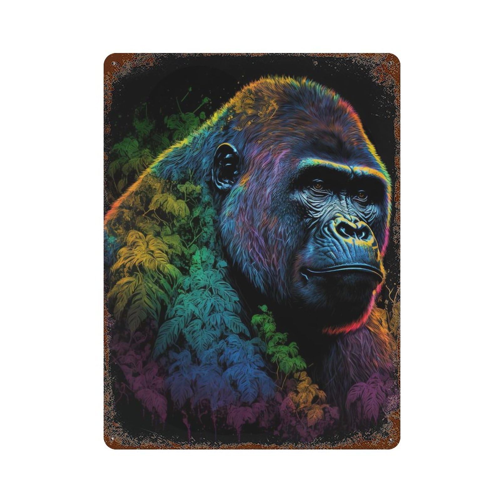 Colourful Gorilla Retro Metal Sign 15.7"x11.8", for Pub, Kitchen And Man Cave Decor, Industrial Home Decor