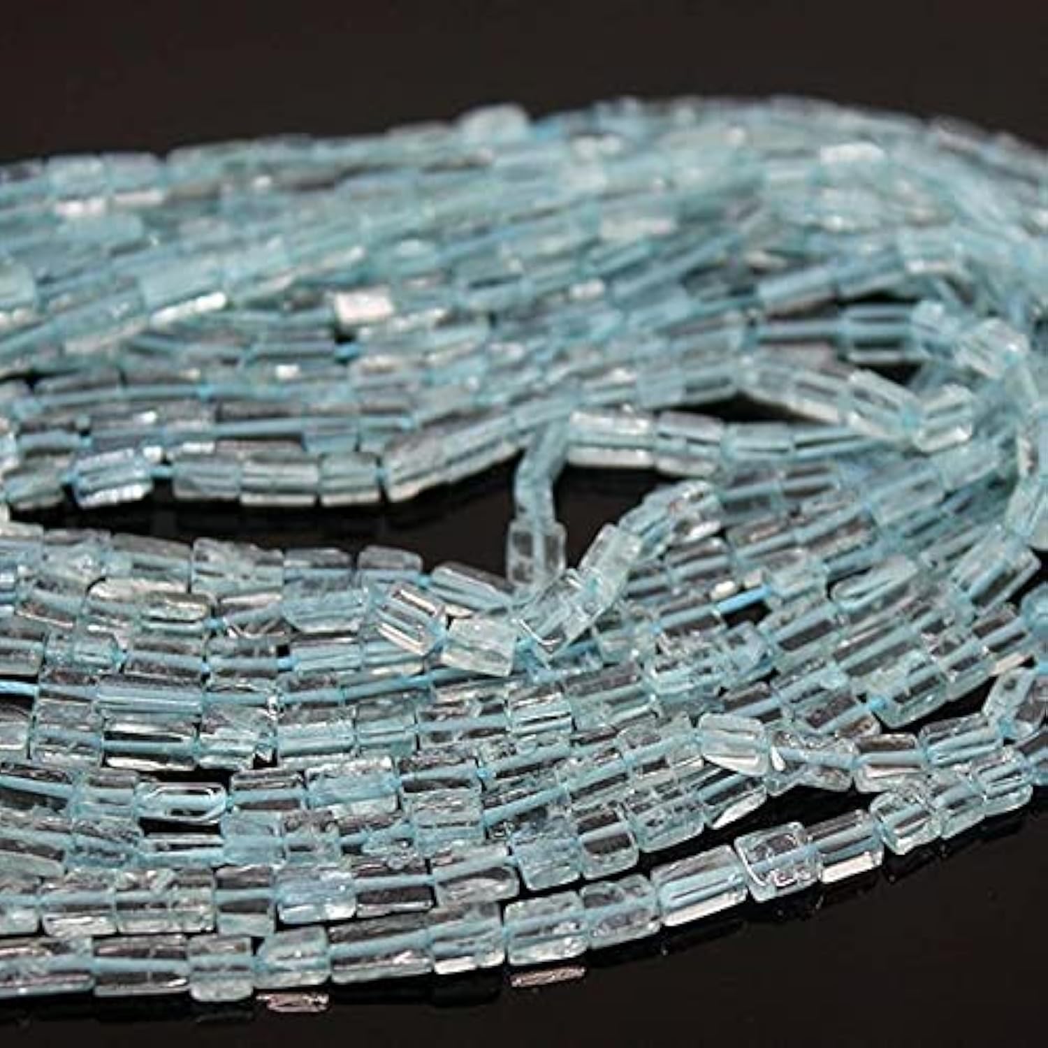 Perles aigue-marine bleue en rectangle facetté 3mm pour création de bijoux DIY