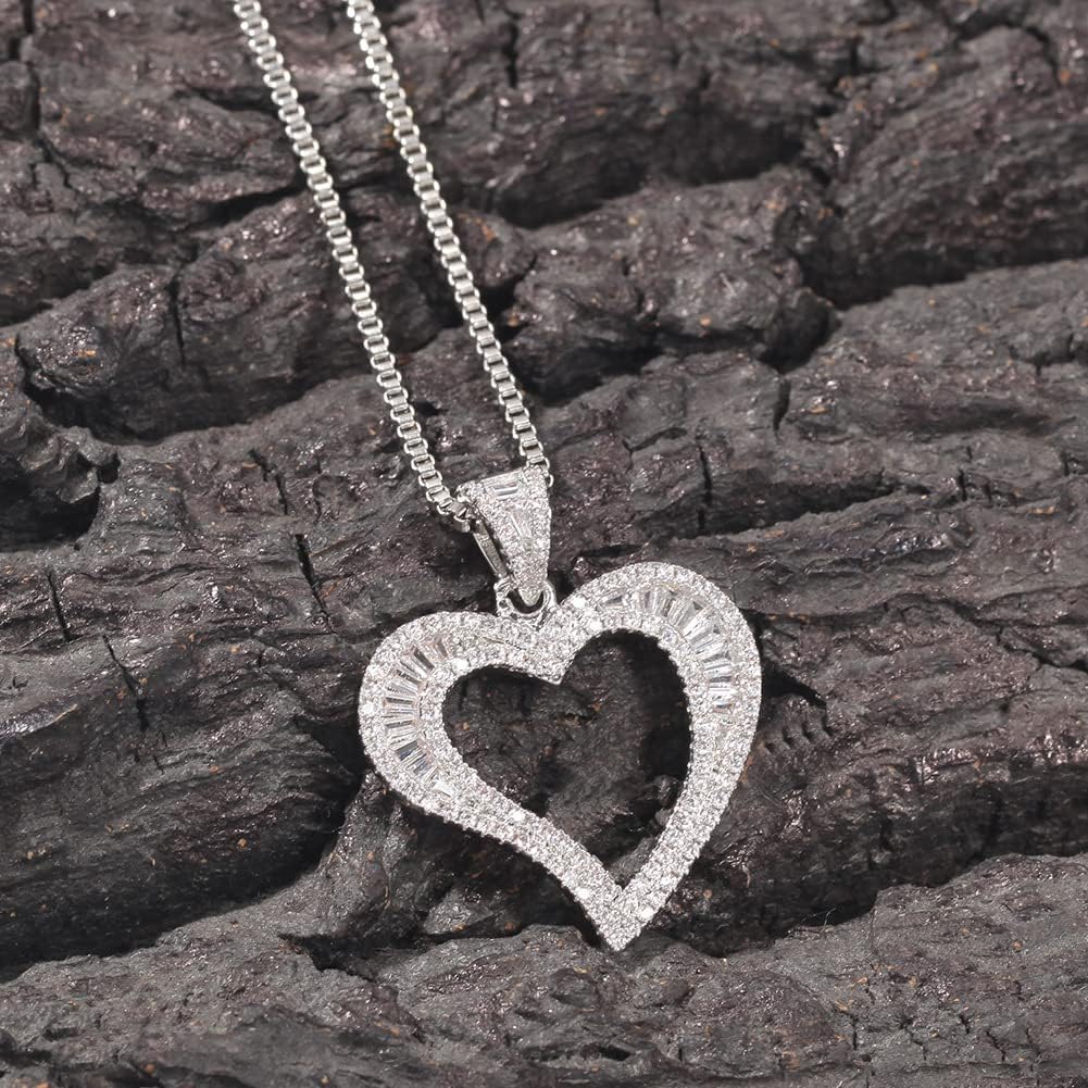 Silver/Gold Heart Necklace for Women, White Gold Love Necklace with Cubic Zirconia, Cute Dainty Bling Jewelry, Mothers Day Gifts, Hip Hop Gold Heart Pendant - Image 7