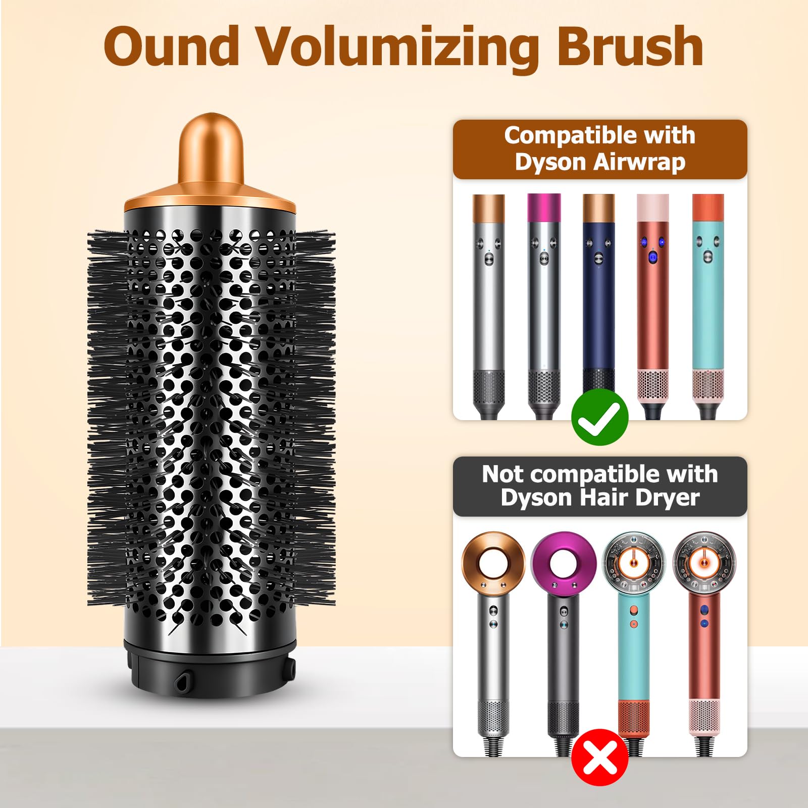 Round Volume Brush for Dyson Airwrap HS01 HS05 Attachment, for