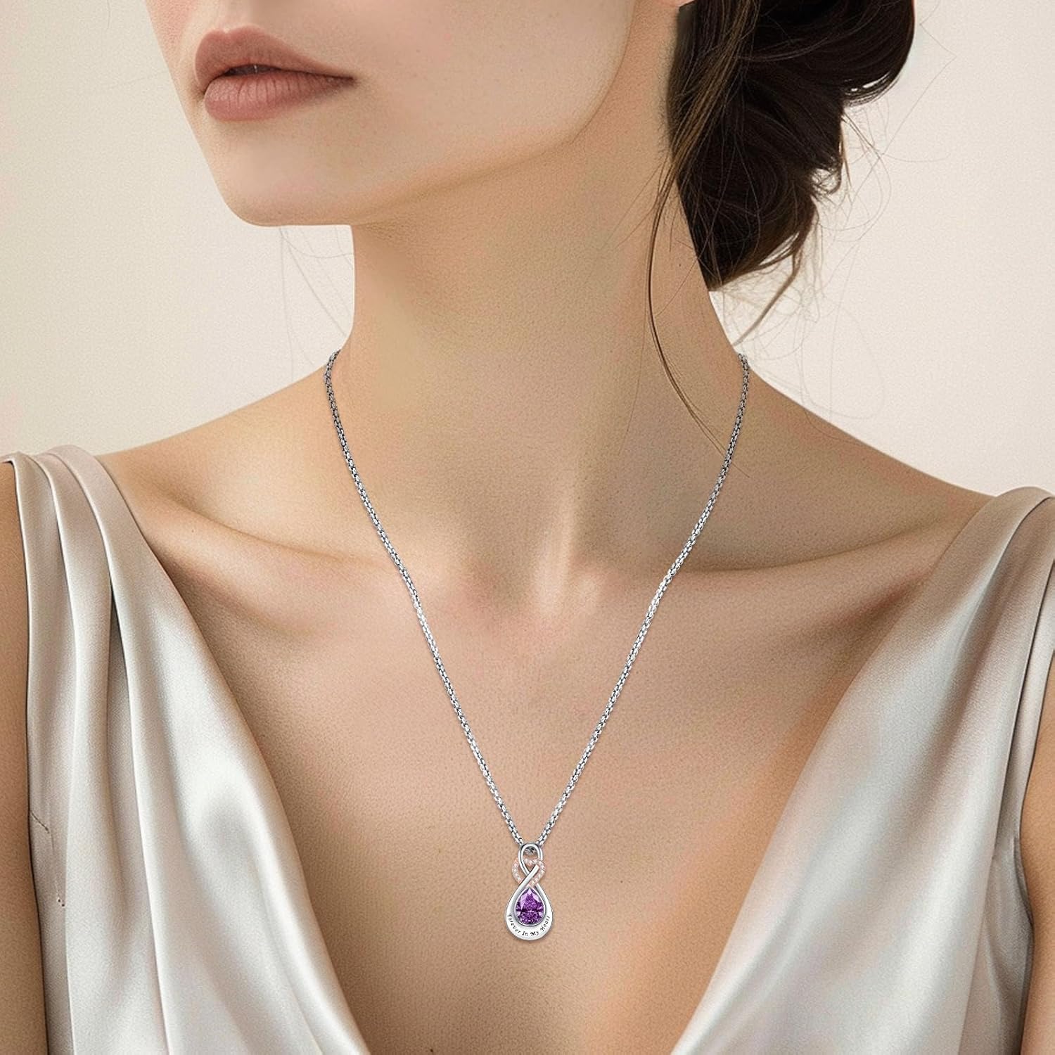 Infinity Urn Necklace for Ashes Sterling Silver Heart Moonstone Turquoise Birthstone Keepsake Memorial Cremation Jewelry for Women - Image 6