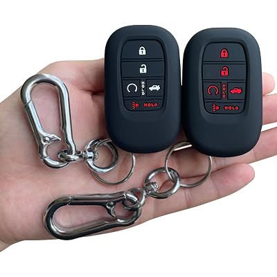 TANDRIVE Key Fob Cover for (5 Buttons) Honda 2026 2025-2022 Civic Accord CR-V HR-V Pilot and 2026 Passport, Silicone, 2-Pack, Black and Black