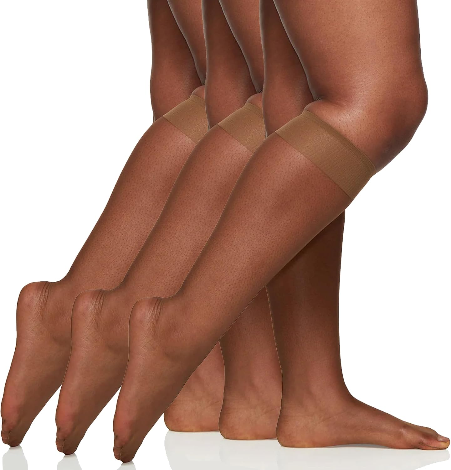 Berkshire 6725 Women's Ultra Sheer Knee Highs – Sandalfoot Toe 15 Denier Nylon Stockings - 3 Pair Pack