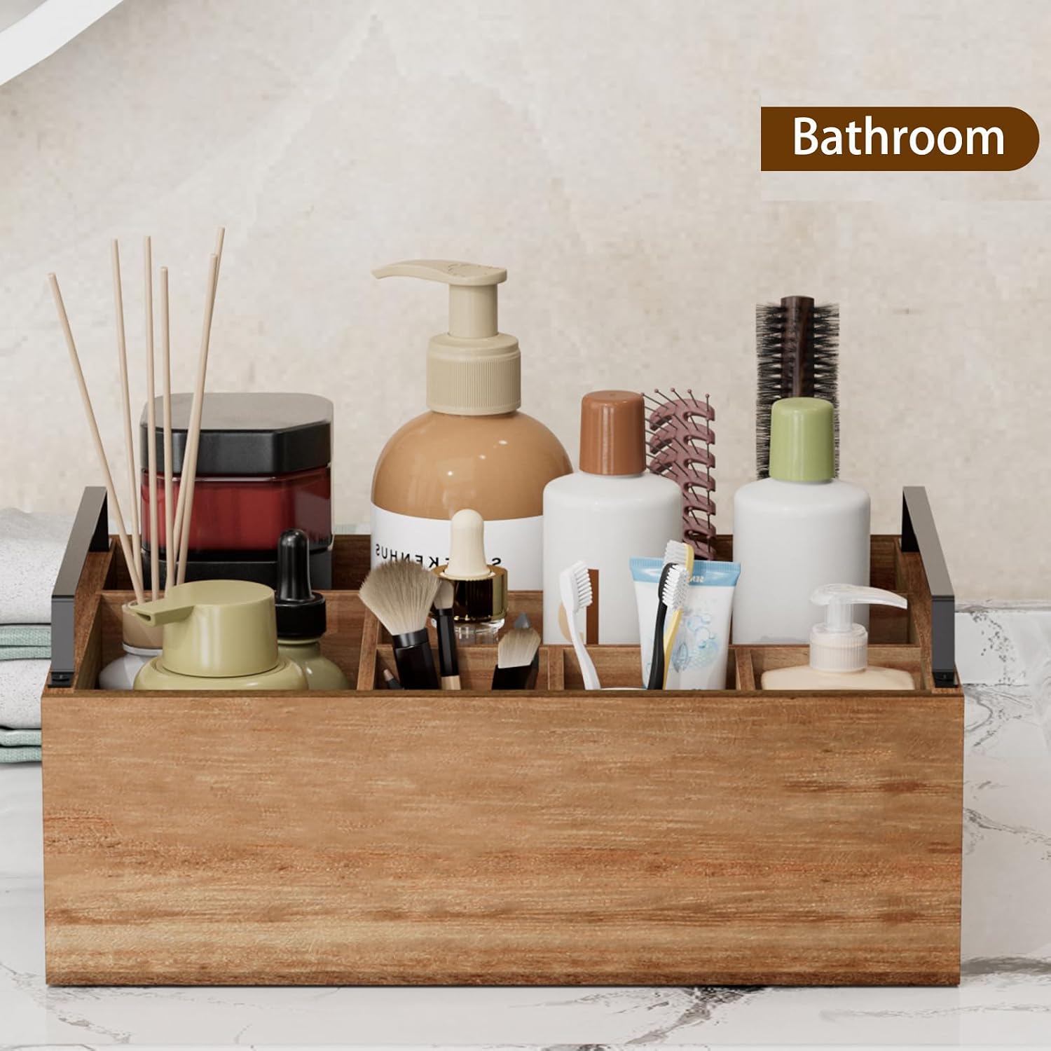 Wooden Utensil Caddy Organizer Paper Plate Holder, Utensil Holder Organizer for Party, Paper Plate Organizer or Cups, Forks, Spoons, Napkins and Silverware Holders