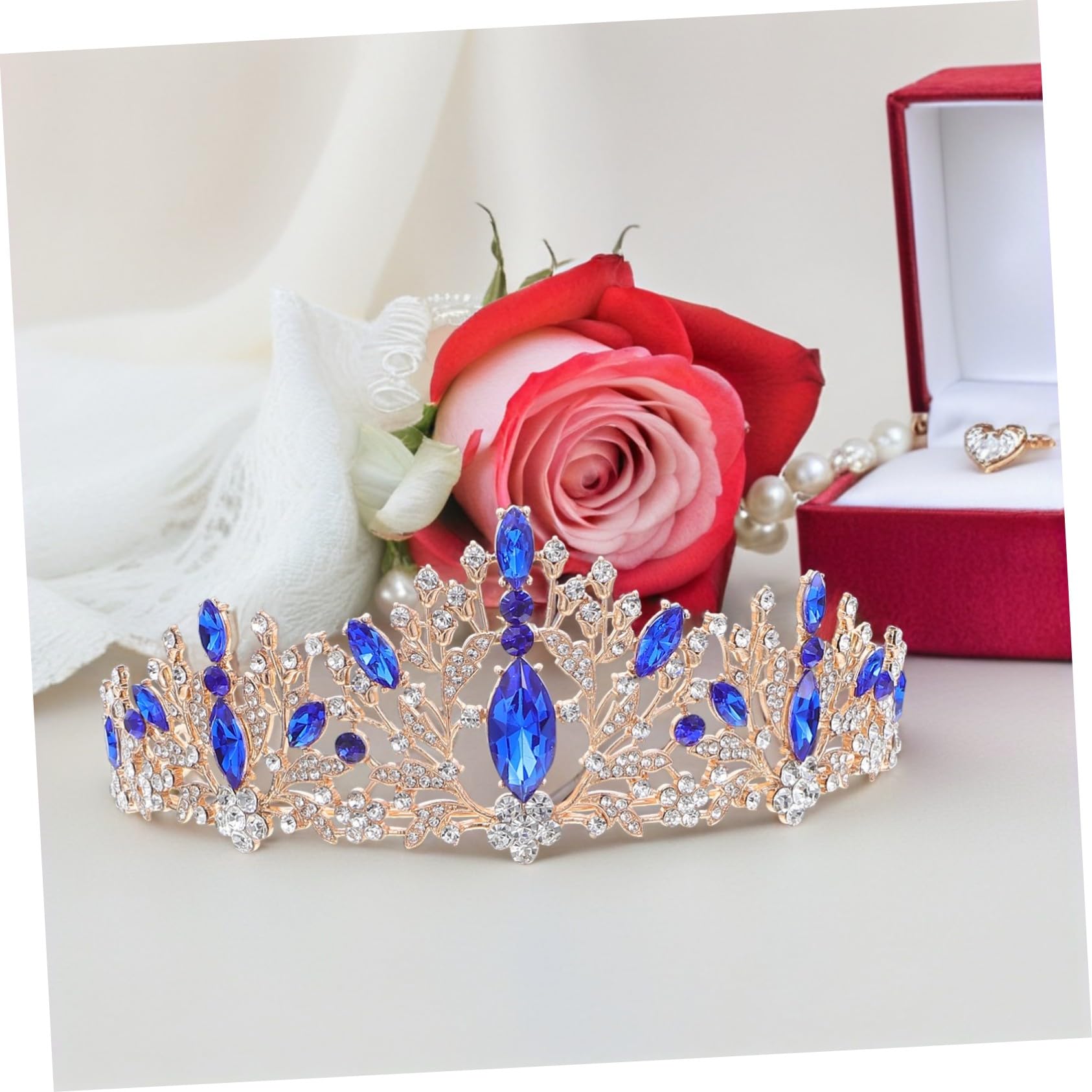 Outanaya Conjuntos de Joyas de Novia Tiara Brillante Collar y Pendientes de Gemas de Imitación para Boda Fiesta de Cumpleaños Accesorios de Novia