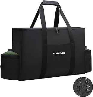 Camp Stove Carry Bag, Camping Stove Carrying Case for Coleman 2-Burner, 1680D Stove Storage bag, with Double Zipper, 2 Adjustful Side Pockets, Fits Grills/Stoves up to 23.6 x 14.5 x 5.5Inches