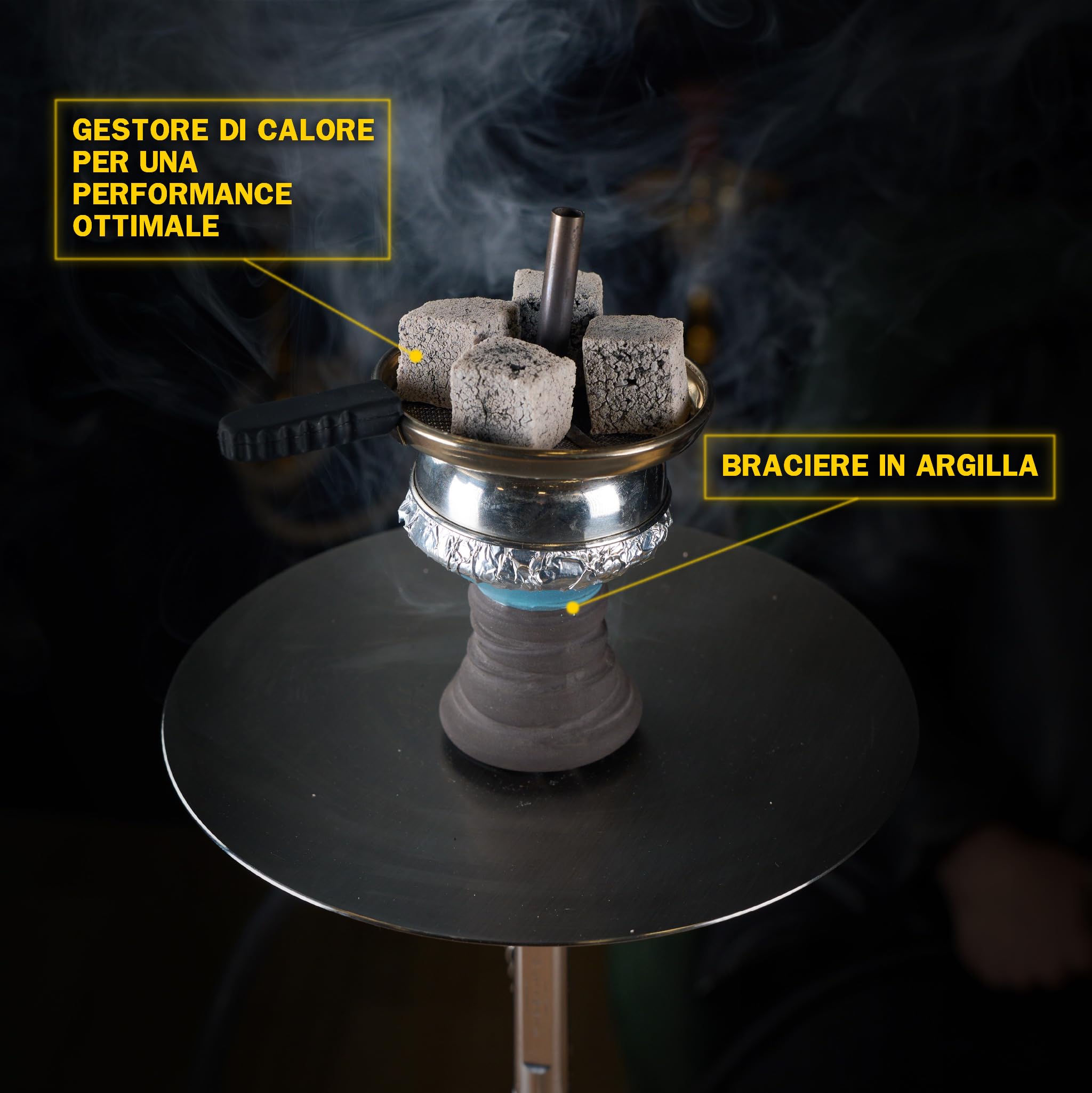 Steamulation Cachimba Ultimate Silver Metallic Gen.I | Shisha de Acero Inoxidable con Manguera de Silicona, Boquilla, Pinza, Cazoleta de Piedra HMD + 1 kg Carbón Cocobration 27 mm