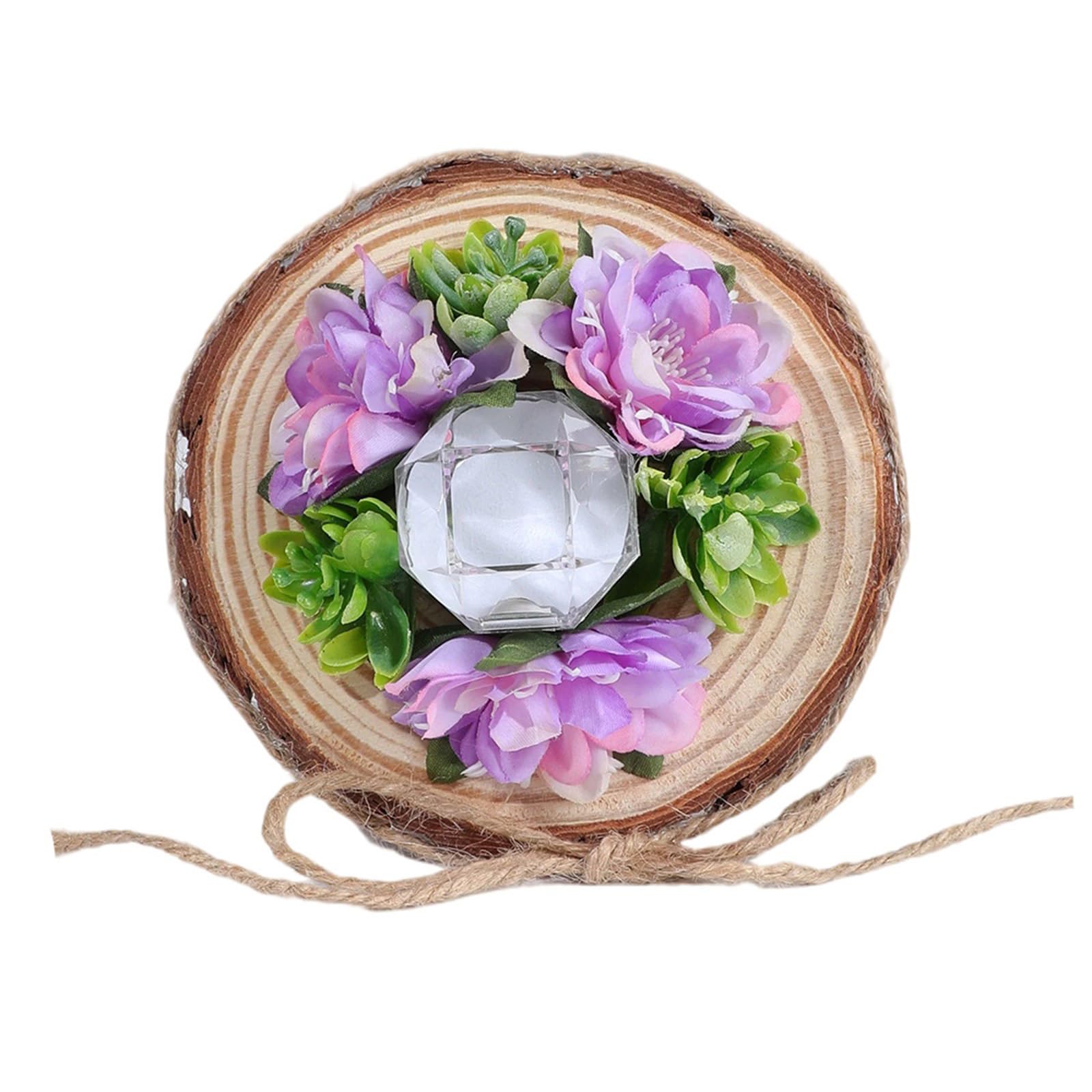Msioytog Flower Themed Holder Display Case Wooden Jewelry Box for Wedding Proposals and Gift Presenting Flower Rings Box