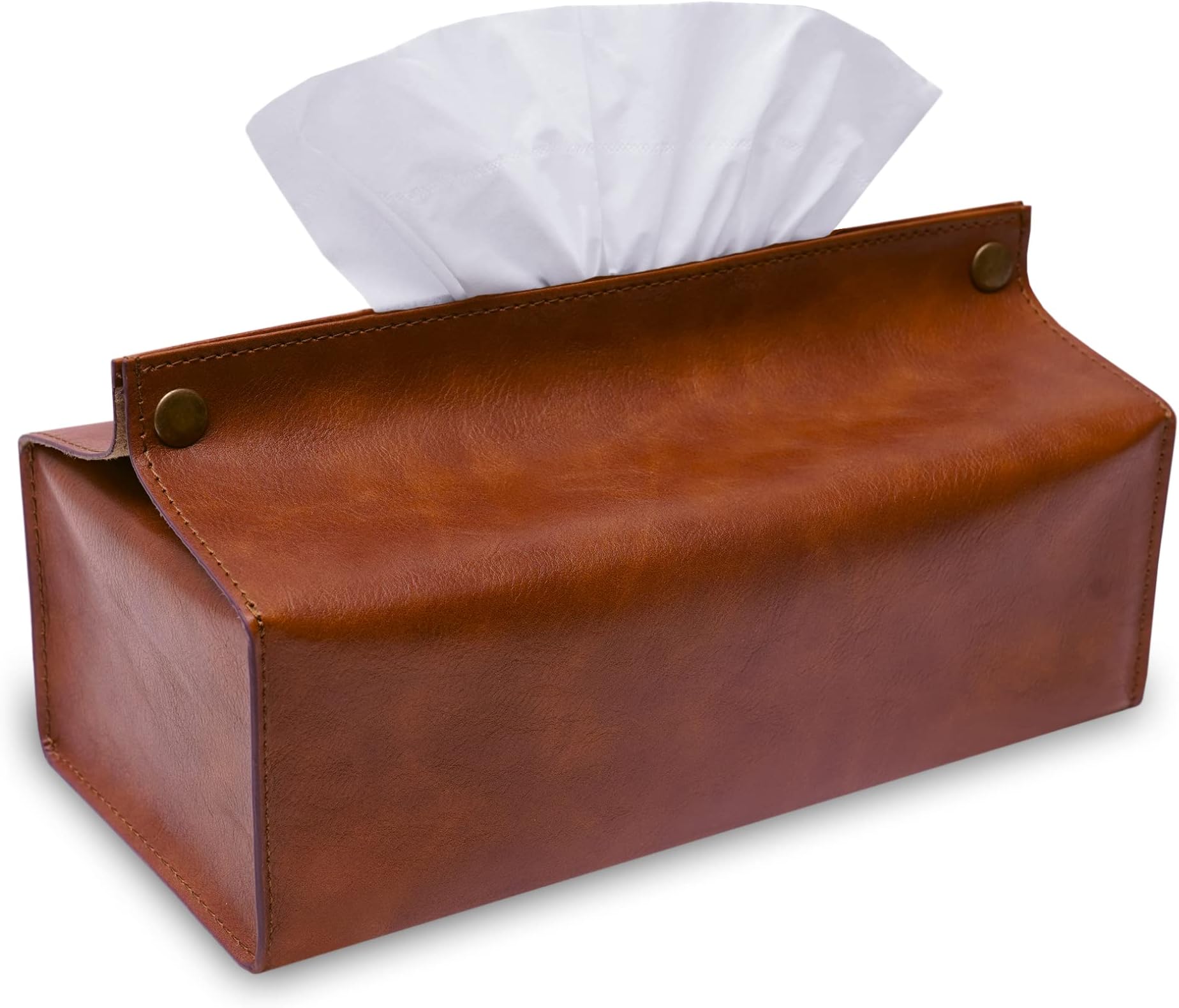LEART Leather Tissue Box Holder – Tissue Box Holder for Home Decorations for Living Room, Bedroom and Office | Tissue Box Cover | Car Tissue Holder | Tissue Box Cover for Car (Hazelnut Brown)