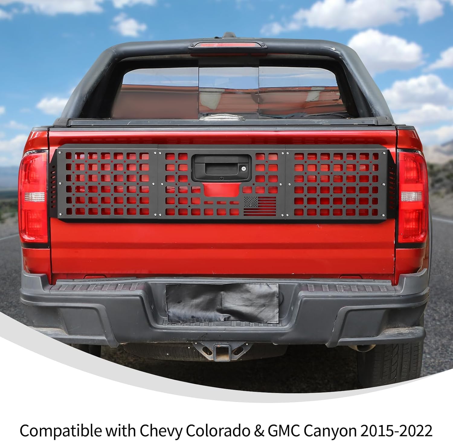 Linskip Tailgate Bed Molle Expansion Panel Compatible with 2015-2022 Chevy Colorado & GMC Canyon, Rear Gate MOLLE Racks, Cargo Carrier Tool Organizer, Exterior Accessories