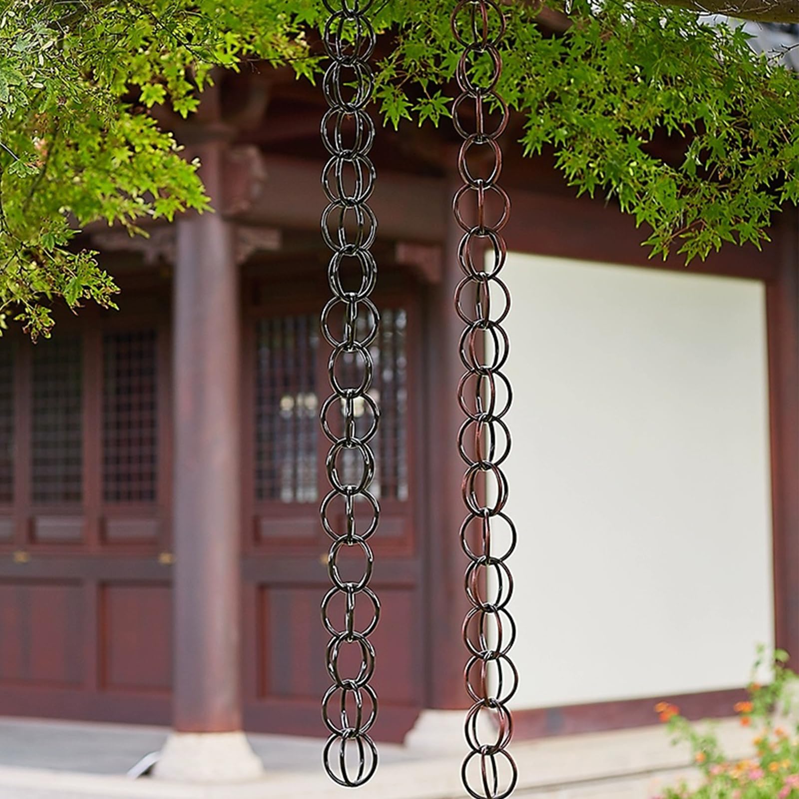 Cadenas De Lluvia Cadenas para La Lluvia Fácil Instalación para Canalones de Techo， Jardín， Balcón， Patio Negro-B-4m(13ft