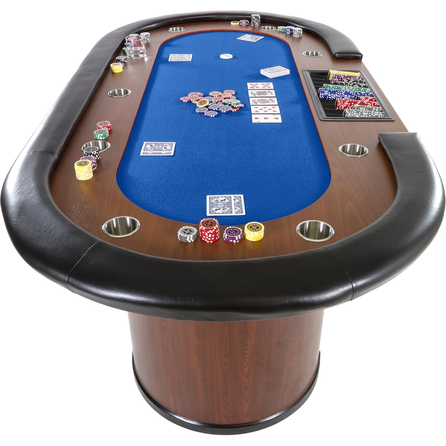 GAMES PLANET Table de Poker Royal Flush, 213 x 106 x 75 cm, Choix de Couleur, Poids 58 kg, 9 Porte-Boissons, Repose-Bras rembourré