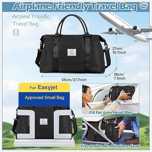 Miniatura 3 de Bolsa de viaje deportiva grande para gimnasio, bolsa de mano para mujer, bolsa de fin de semana, Negro -, Moda
