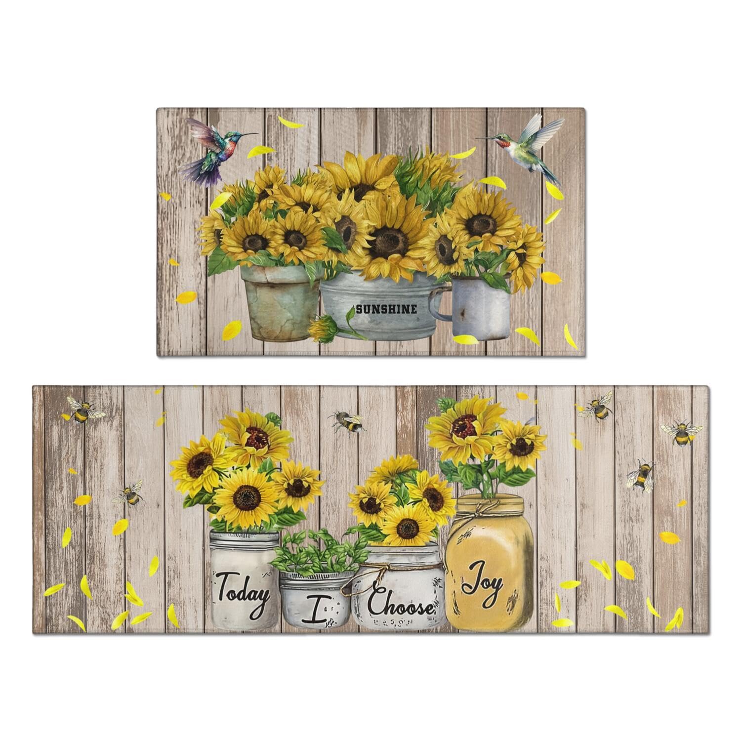 Alfombras de cocina lavables para el fregadero, juego de tapetes vintage estilo girasol