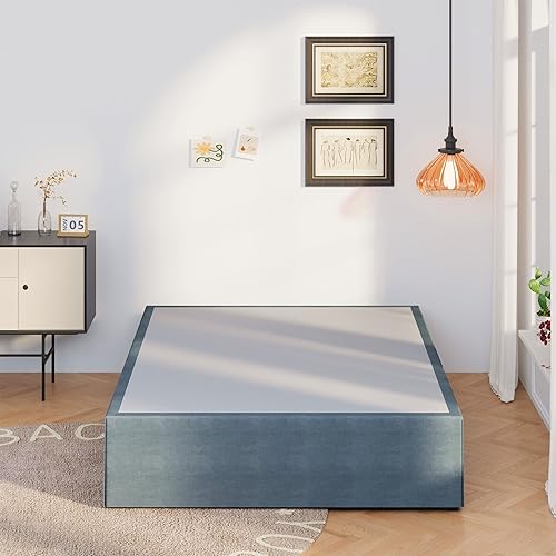 Miniatura 107 de Marco de cama de metal California King, plataforma de almacenamiento resistente de 14 pulgadas con soporte de listones de acero de 2500 libras,