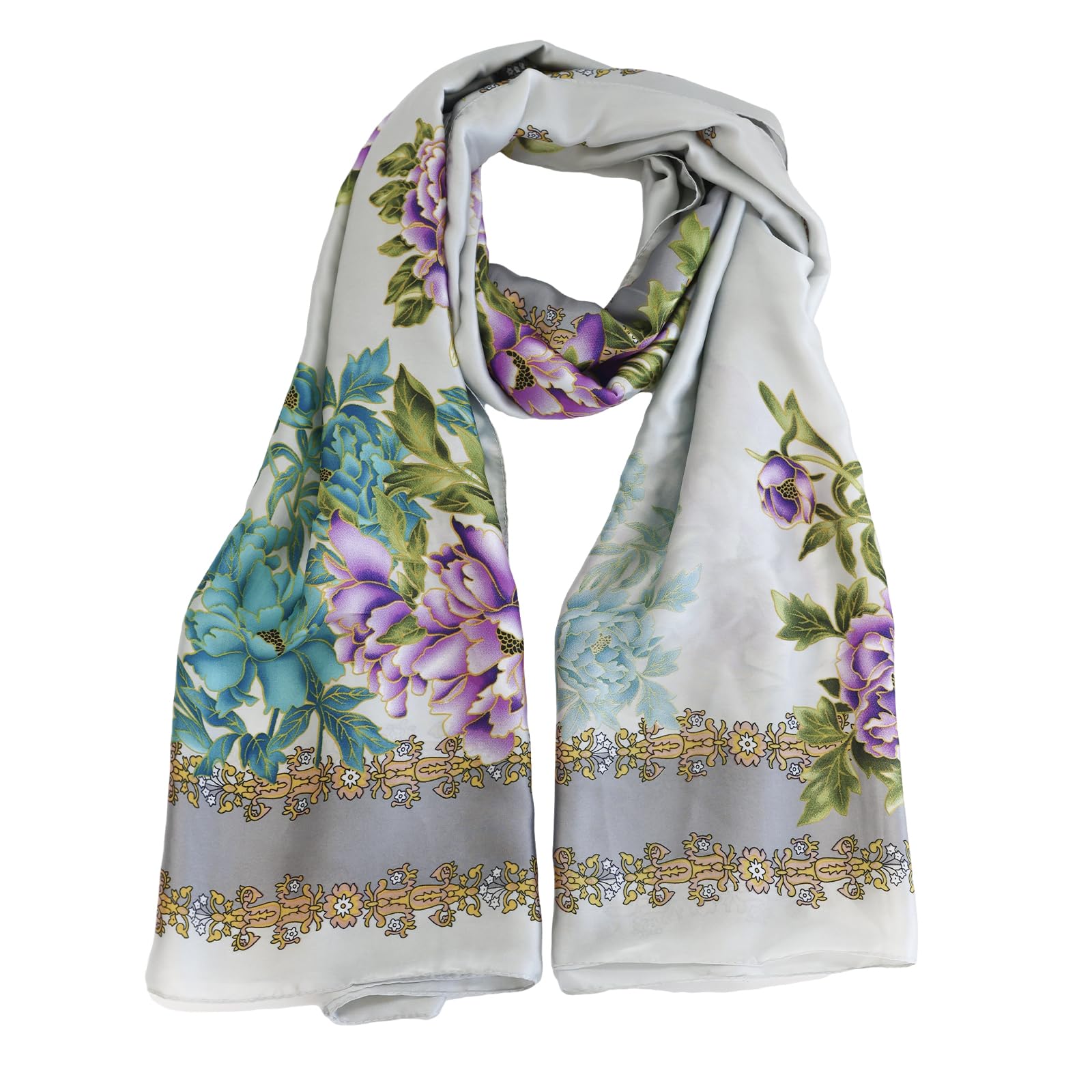 FINIZO Mulberry Silk Feeling Long Scarf for Women Large Shawls for Headscarf and Neck Sunscreen Shawls