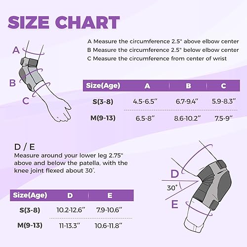 Miniatura 4 de BOSONER Rodilleras y coderas para niños de 8 a 14 años, rodilleras y coderas, para patinaje en línea, ciclismo, BMX y monopatín
