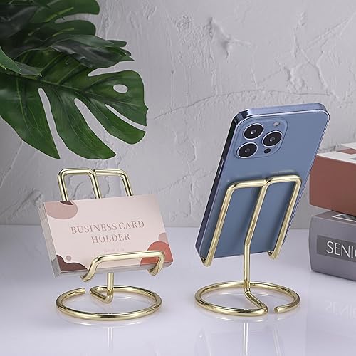 Miniatura 6 de Hipiwe 3 paquetes de soporte de metal para tarjetas de visita para teléfono celular, soporte moderno para tarjetas de visita para escritorio,