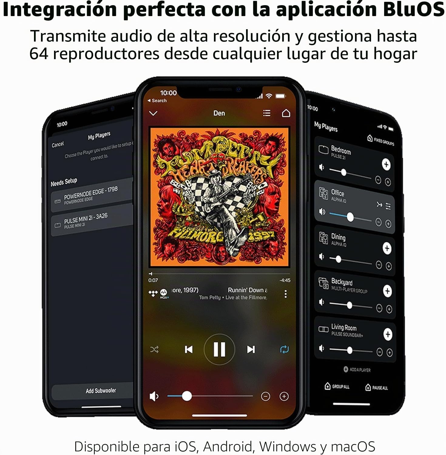 Bluesound Powernode 2025 – Amplificador de transmisión de música multiroom inalámbrico de Alta resolución, 100 W x 2 estéreo / 80 W x 3 LCR (8 ohmios) - Negro