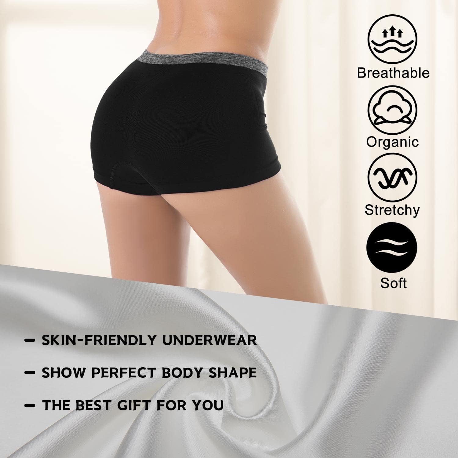 DEEP TOUCH Womens Seamless Underwear Boyshort Panties Boxer Briefs No Show Panty for Ladies Comfortable - Image 5