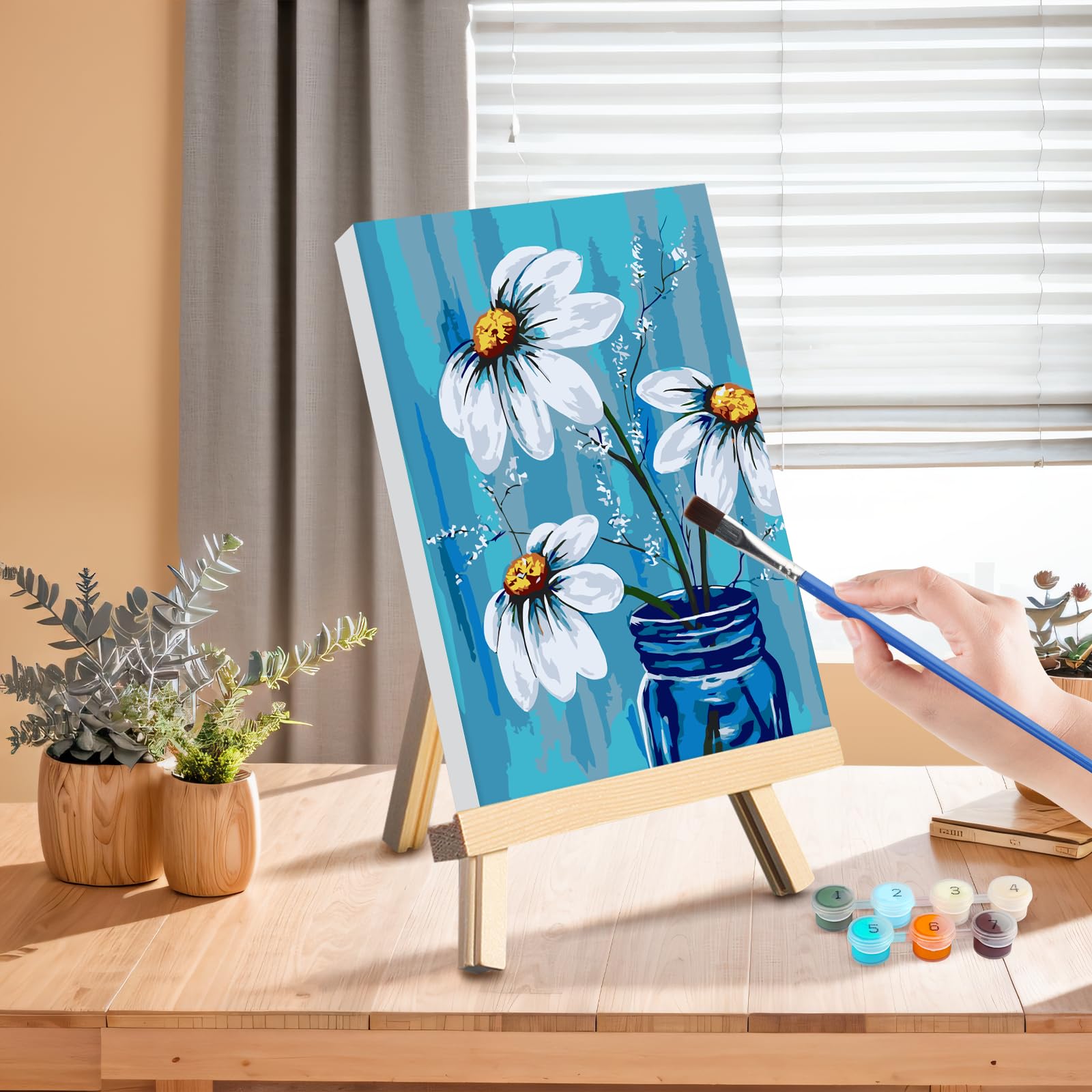 Kit Dipingere Con Numeri Per Adulti - 4 Tele Con Cavalletto E Colori - Foto 9