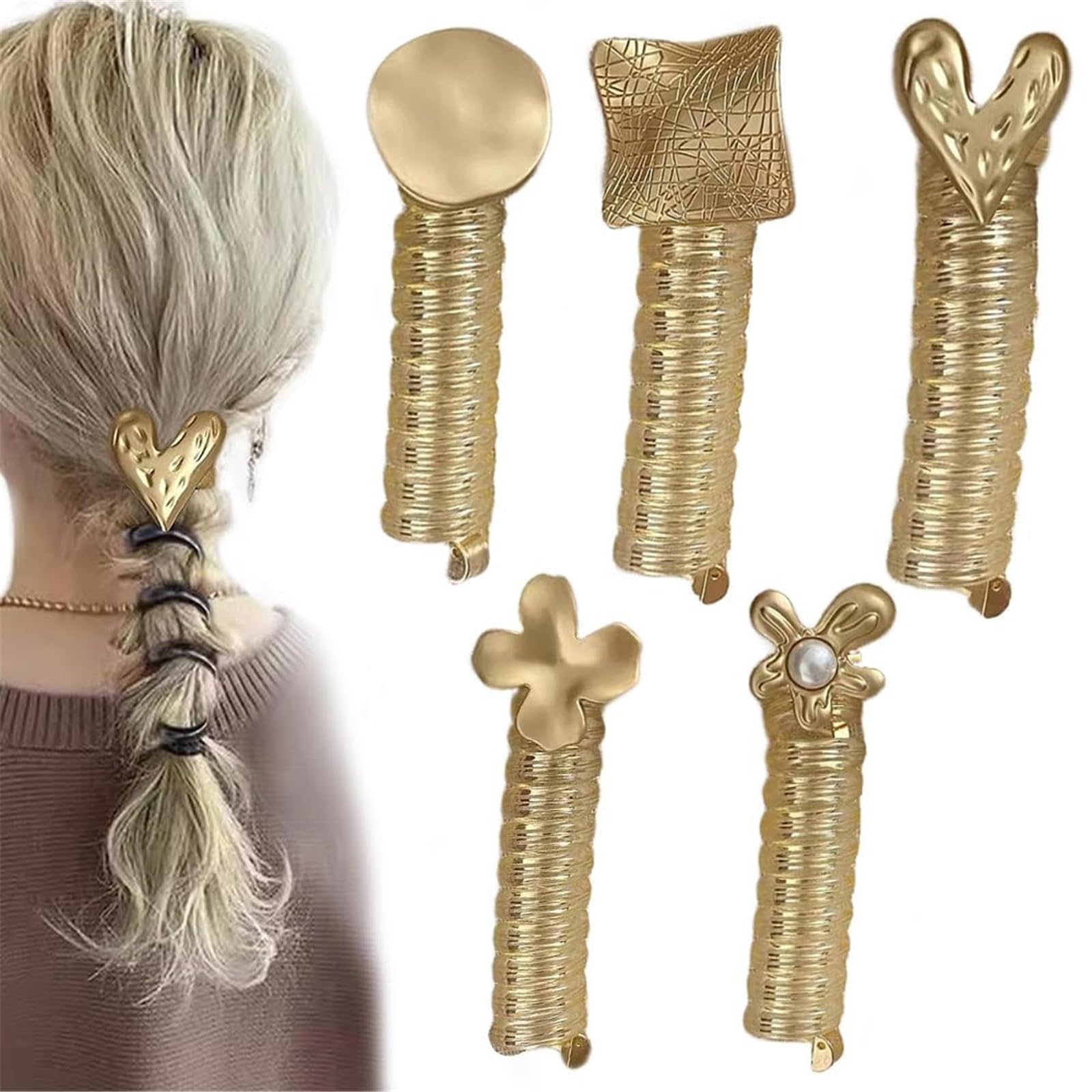 Assote Colorful Telephone Wire Hair Bands, Bowknot/Flower Braided Spiral Phone Cord Ponytail Holders Hair Ties