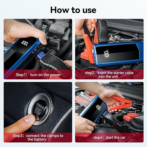 Miniatura 8 de Andeman Arrancador de pico de 2000 A con cargador portátil de 20000 mAh, herramienta de emergencia multifuncional 6 en 1, características de