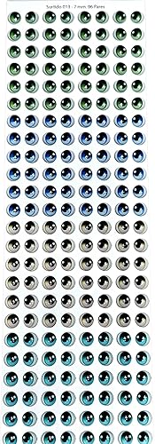 Miniatura 1 de Adhesivo de resina 3D u ojos autoadhesivos para todo tipo de materiales, manualidades, decoración, 96 pares en azul, verde, marrón y turquesa, 0.276