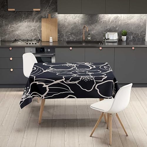 Miniatura 2 de Mantel rectangular de decoración floral negra para mesa, mantel pequeño para cocina, comedor, fiesta, 30 x 30 pulgadas