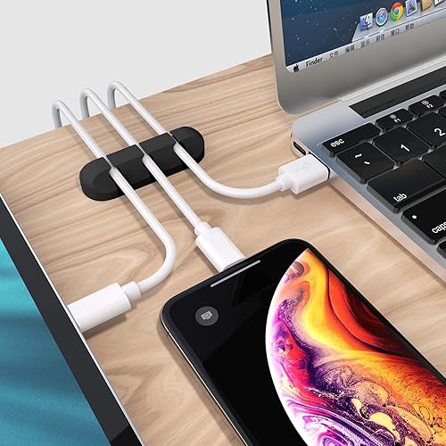 Miniatura 3 de Organizador de cables, clips para cables, soporte para cables, gestión de cables USB, clips para cables de alimentación, 2 paquetes de organizadores