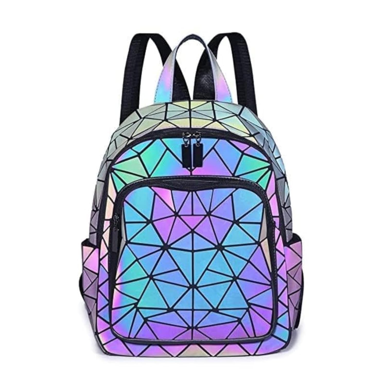 redhorns Geometric Holographic Luminous Backpack Bag For Girls, Ladies, Boys, Unisex Schoolbag Handbag Student Travel Bag Colour Changing Reflective Bag, 12.5X10X5 Inch-picture-41