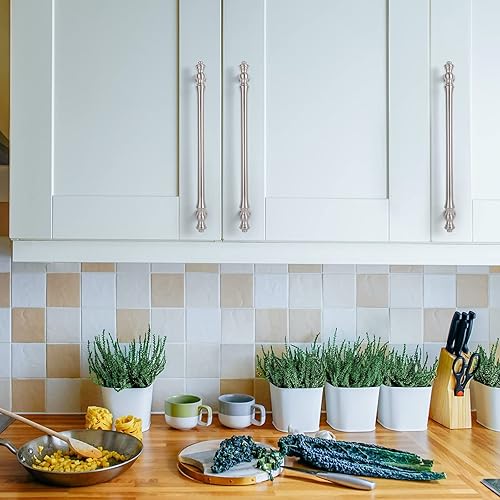 Miniatura 4 de Asidrama Paquete de 10 manijas de gabinete de cocina de níquel satinado cepillado de 7.5 pulgadas (7.559 in), tiradores de gabinete, accesorios