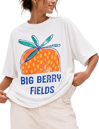 Womens 100% Cotton Graphic Oversized Vintage Floral T Shirt Flattering Breathable Graphic Tees for Summer Vacation