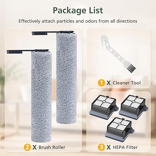 Miniatura 10 de Rodillo de cepillo S7 PRO (para versión 1 - FW200300US) y juego de filtros HEPA compatible con aspiradora inalámbrica en seco y húmedo Tineco Floor