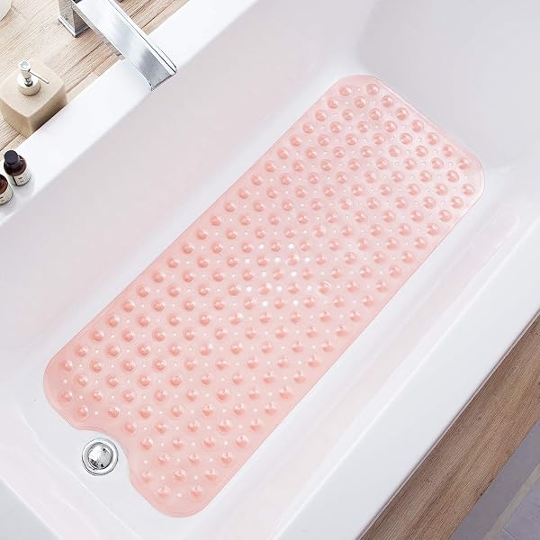 TEESHLY Bathtub Mats for Shower Tub, Extra Long Non-Slip 39 X 16 Inch Bath…