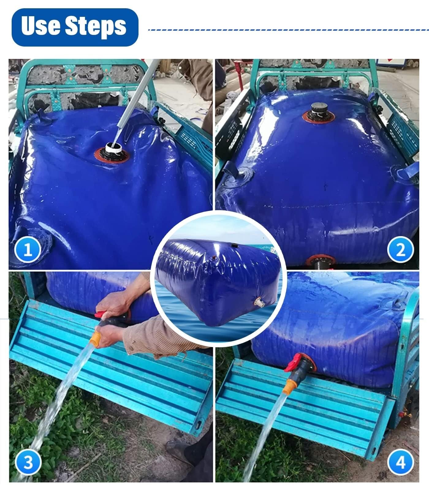 Depósito de Agua Flexible Bolsa de Almacenamiento Agua for Acampar, Resistente a la presión, for Montar en vehículo con Grifo, Ideal Pre-Loading Bag for Bridges