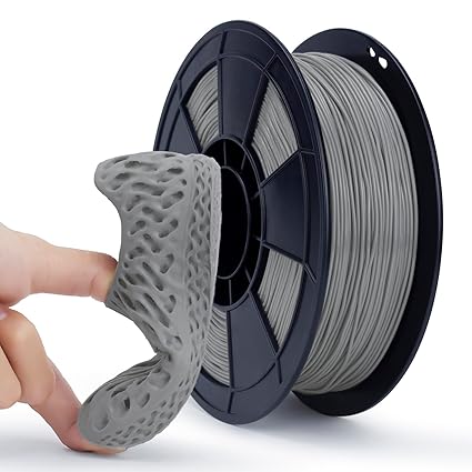 ZIRO 3D Printer Filament 1.75mm TPU Flexible Filament 0.8KG Spool, Dimensional Accuracy +/- 0.05mm?Gray