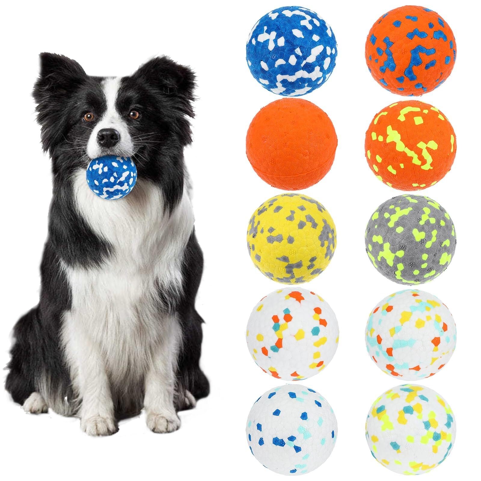 Lot de 10 balles de tennis indestructibles pour chiens à mâcher agressifs, balles flottantes et rebondissantes pour chiens et chiots de petite, moyenne et grande taille, 6,3 cm