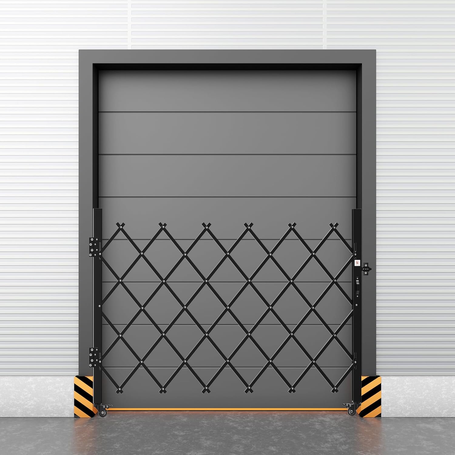 YITAHOME Single Folding Security Gate, 50" Hx75 W Folding Door Gate, Flexible Expanding Security Gate, Steel Safety Gates, 360° Rolling Barricade Gate, Scissor Gate with Padlock, Aluminum Alloy Mesh
