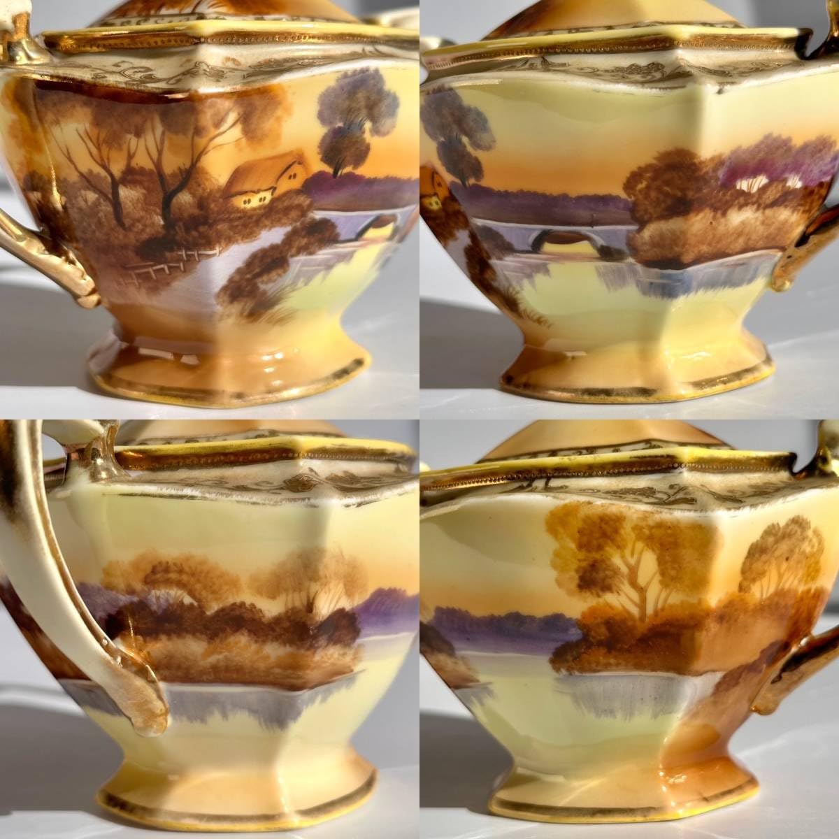 オールドノリタケ 薔薇紋 シュガーボウル クリーマー ジュエル 金盛り