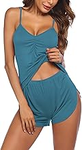 Ekouaer Pyjama Femme Sexy Vêtements de Nuit sans Manches Ensembles de Pyjama Col en V, S-XXL