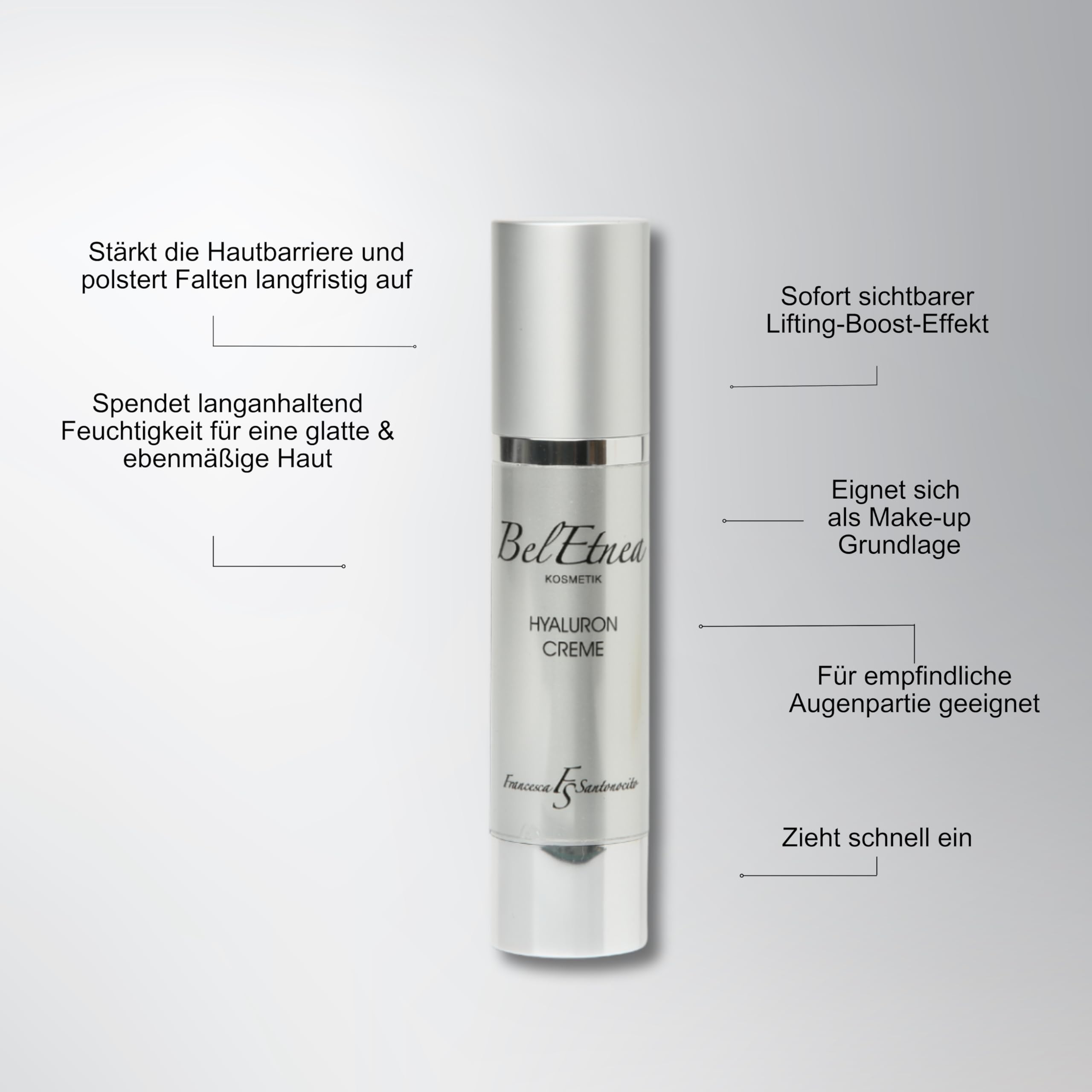 Hyaluroncreme hochdosiert mit Aquaporin - 24h Anti-Aging Gesichtscreme für Tag und Nacht - Feuchtigkeitscreme Gesicht für straffe und glatte Haut - gegen Falten und Augenringe - 50ml