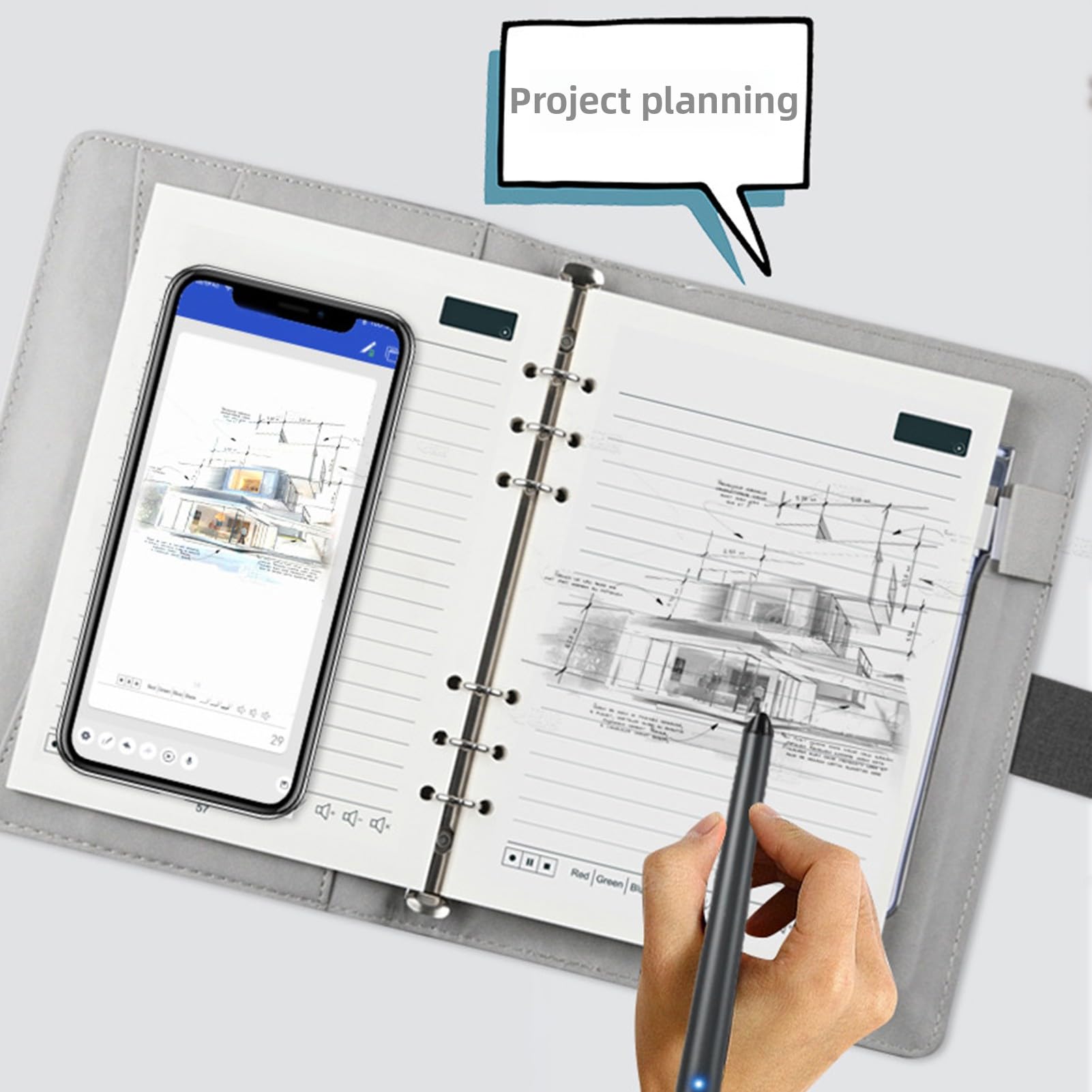 Smart Pen Pen Notebook Set di Scrittura, Digital Notebook Sync Pen con Cache Offline, Disegno di Intelligenza Artificiale, Condivisione Facile, per Risparmio in Tempo Reale, (Modello di lino)