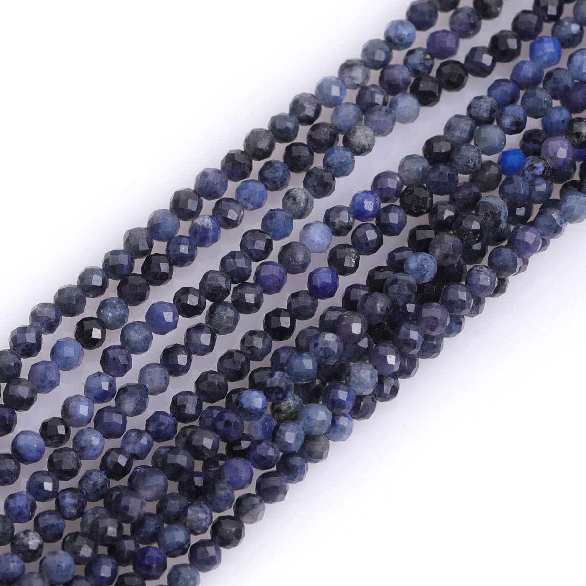 Gem-Inside 2mm Tiny Dumortierite Natural Gemstone Faceted Round Semi Precious Loose Seed Beads for Jewellery Making 15" Strand