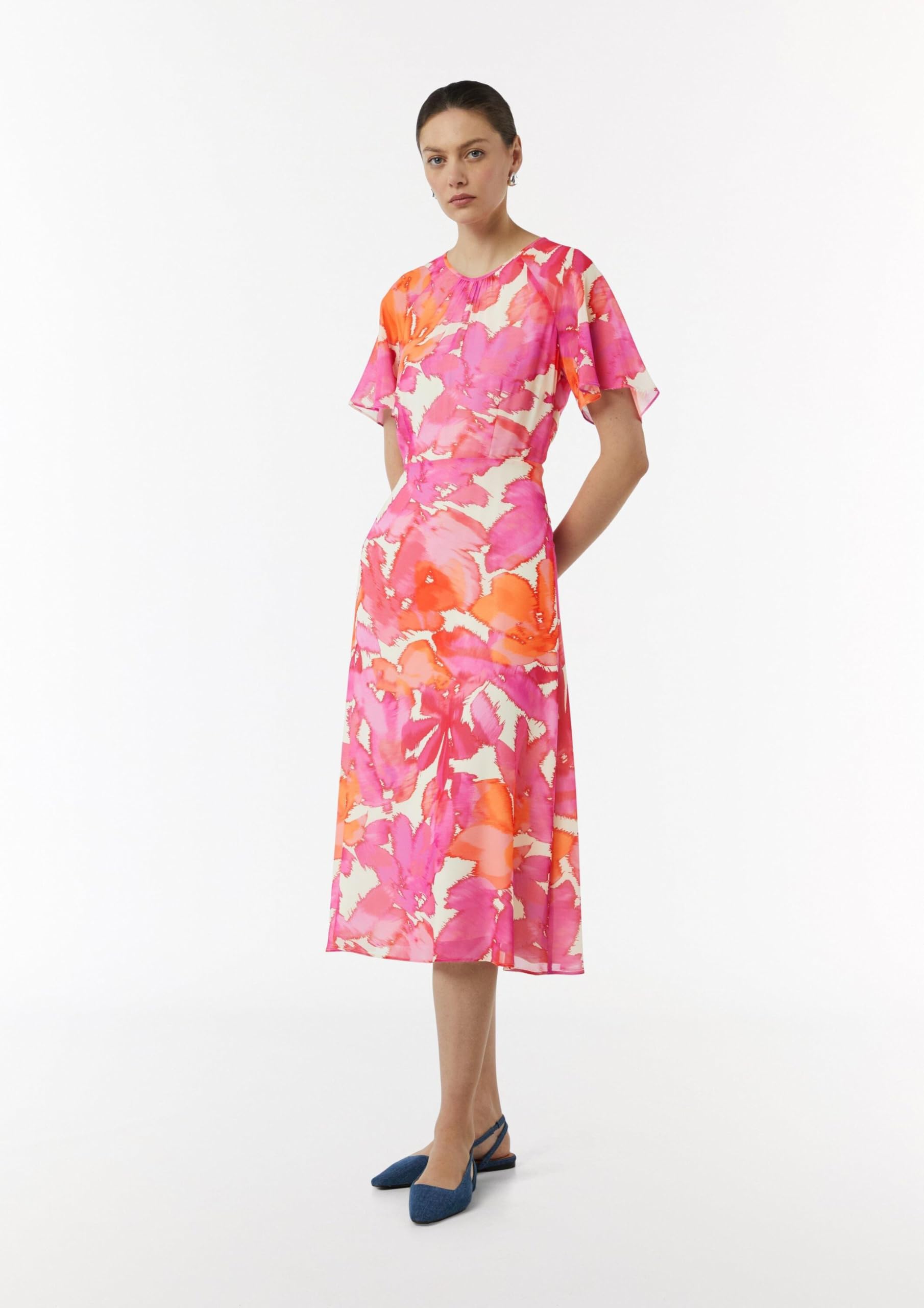 Comma Midi-Kleid mit All-Over-Print